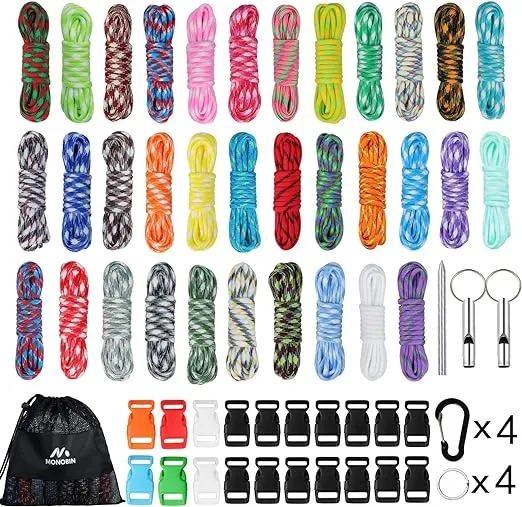 MONOBIN Paracord Combo Kits - 550 Type III Parachute Cord - Bracelet Crafting ...