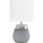 Simple Designs 14" Tall Modern Contemporary Two Toned Metallic Chrome and Gray Metal Bedside 4 Settings Touch Table Desk Lamp White