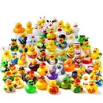 60/30 Pcs Rubber Ducks Assorted Rubber Duckie Toys + Mesh Carry Bag for Toddlers