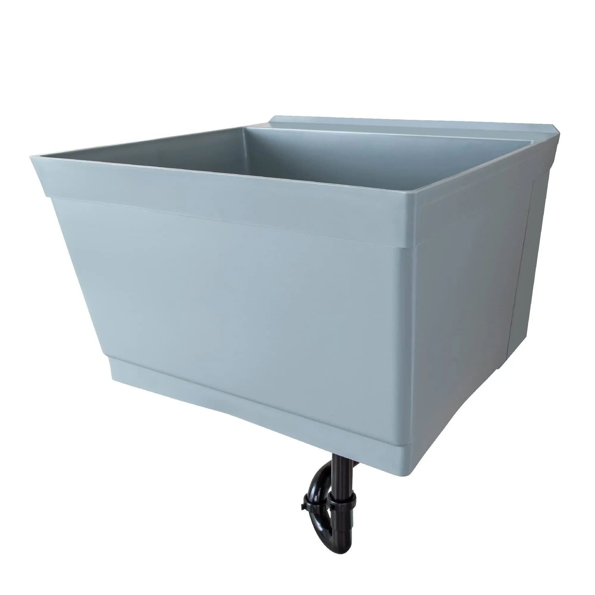 JS Jackson Supplies Tehila Grey Wall-Mounted Utility Sink Tub Kit, Wall-Mounted Utility Tub with Wall Bracket, Floating Utility Sink for Laundry