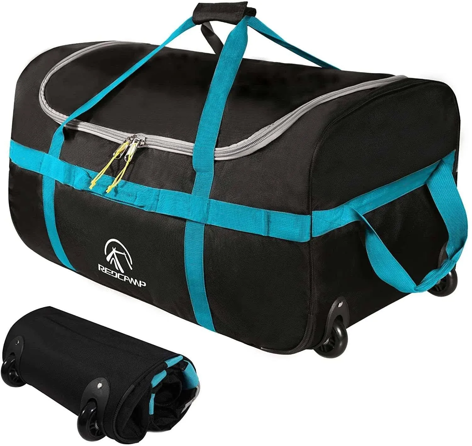 Foldable Duffle Bag with Wheels 85L/120L/140L, 1680D Oxford 85L Black (Small)