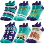 Welwoos Kids Boys Ankle Socks No Show Low Cut Funny Cute Cartoon Novelty Cotton Socks 6 Pairs