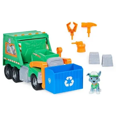 Paw Patrol, Rocky’s Reuse It Deluxe Truck with Collectible Toy Figure and 3 Tools, for Kids Aged 3 and up