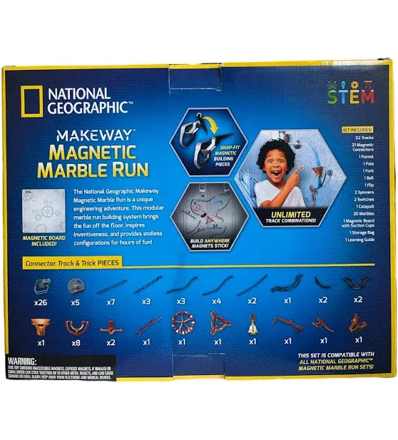 National Geographic Stem Makeway Magnetic Marble Run 95 Pieces