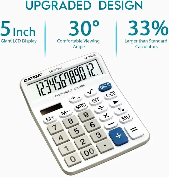 Premium Commercial 12-Digit Large Desktop Calculator