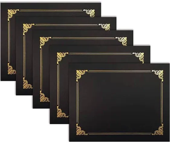 Better Office Certificate Holders, 8.75" x 11.25", Black/Gold, 25/Pack (65251-25PK)