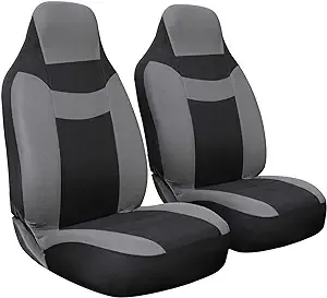 (2-Pk) OxGord Auto Seat Cover Faux Leather Universal Fit Black OX-SCFC-S1C