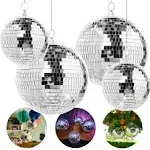 Pack of 4 Large Disco Balls - Disco Ball Set - Hanging Disco Balls Decor(B147)