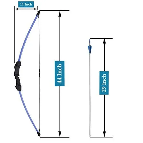  45&#034; Bow and Arrows Set for Teens Recurve Archery Beginner Gift Longbow Black