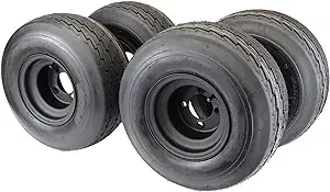 18x8.50-8 Turf Tires on 8x7 Matte Black Alloy Steel Wheels for Mowers and Golf Carts (Set of 2)