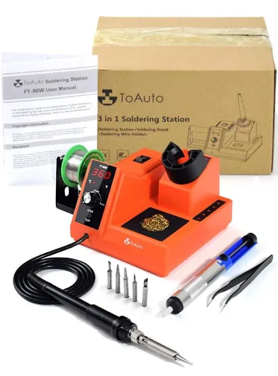 TOAUTO Soldering Station, 80W Digital Solder Iron Station Kit with 176f-896f ...