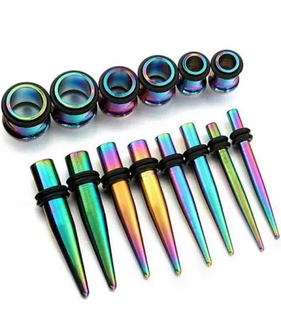 36PCS Ear Gauge Stretching Kit Stainless Steel Tapers and Plugs Set Eyelet 14...