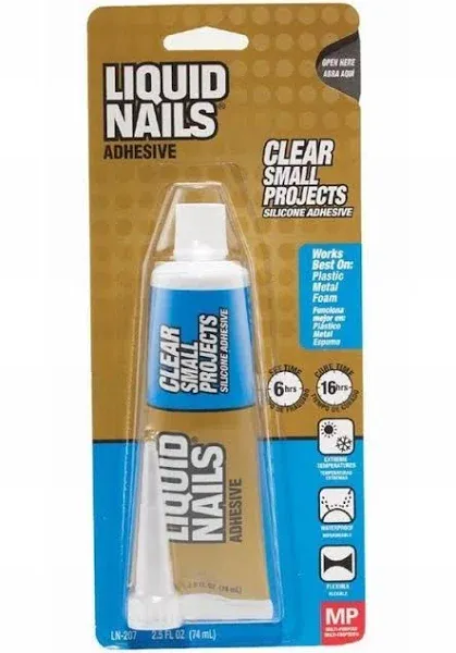 LN-207 6 Pack 2.5 Oz. Small Projects Silicone Adhesive, Clear