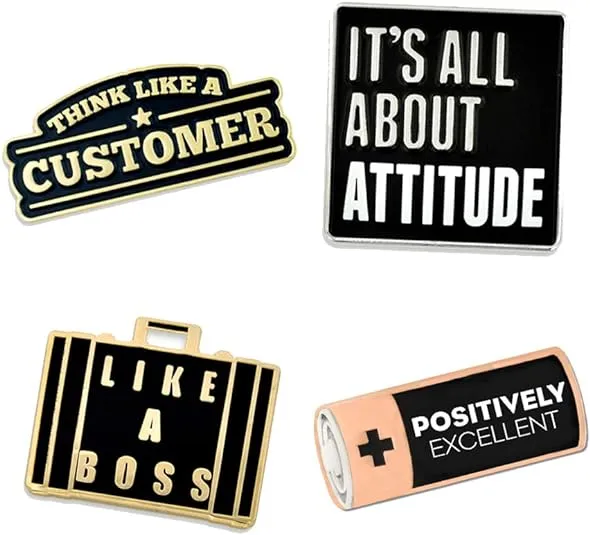 PinMart's Customer Service Positive Attitude Corporate Enamel Lapel Pin Set