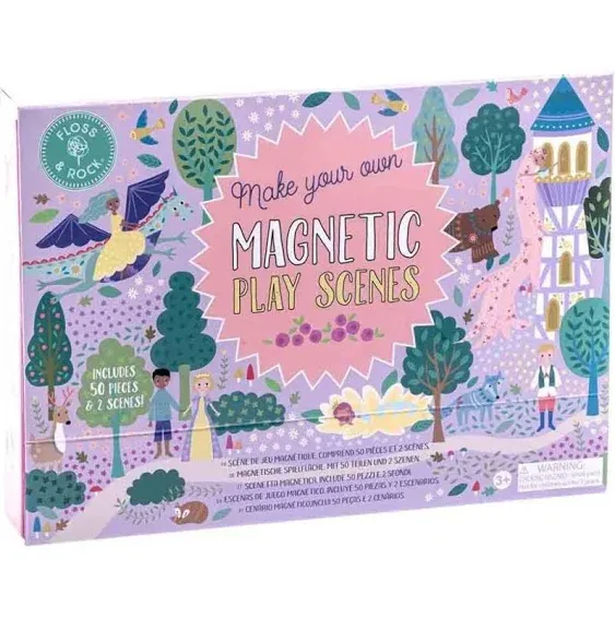 Floss & Rock Fairy Tale Kids Magnetic Play Scenes with 2 Interchangeable Backdrops and 50 Magnetic Play Pieces