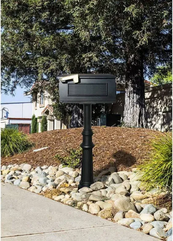 Unbranded Mailbox Post System Non-Locking W/ Fluted Base + Lewiston Mailbox