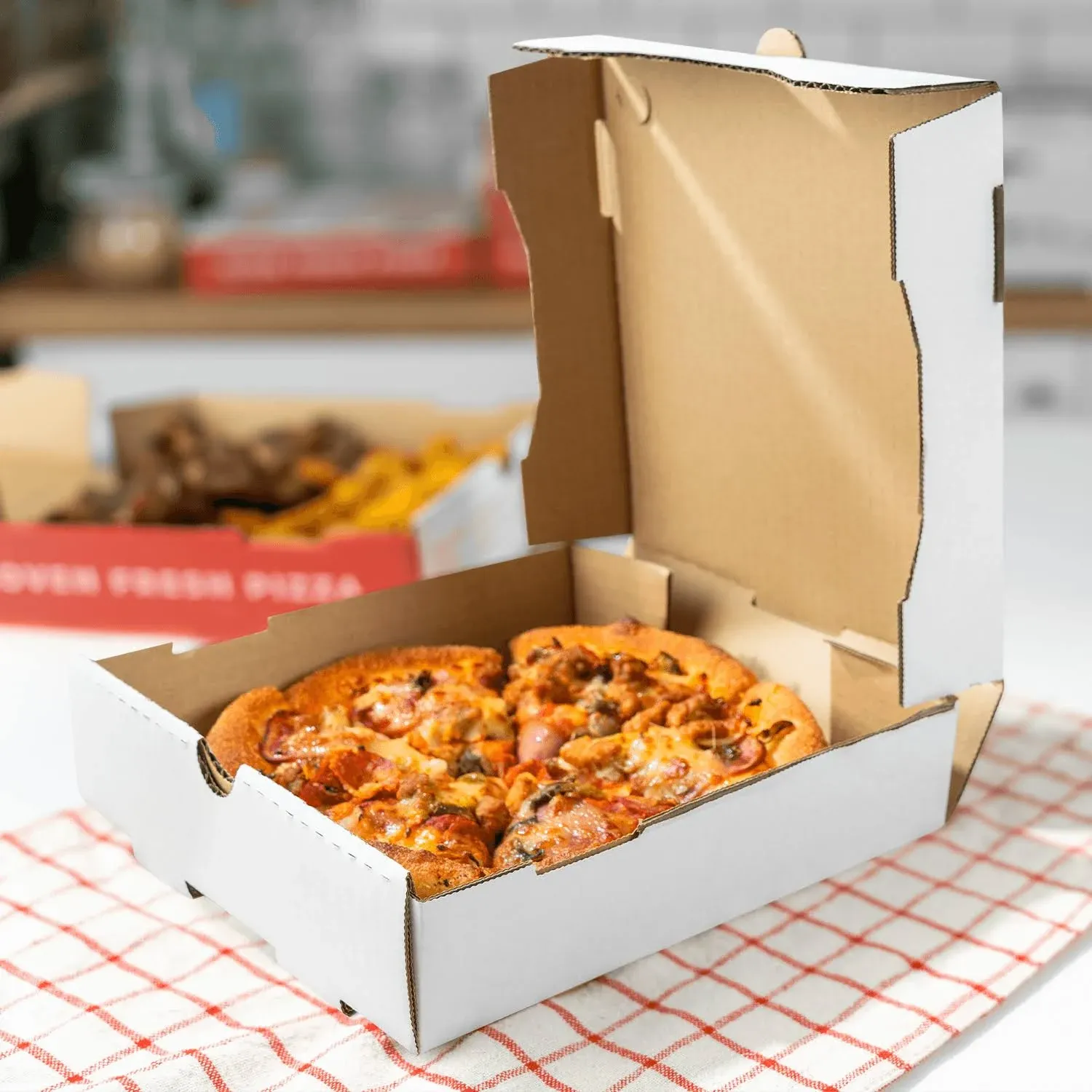 Karat Pizza Boxes 8" x 8" [50 Pack] White Grease-Resistant Corrugated Pizza Box, Ventilated & Convertible to Plate, Perfect for Personal & Pizzas