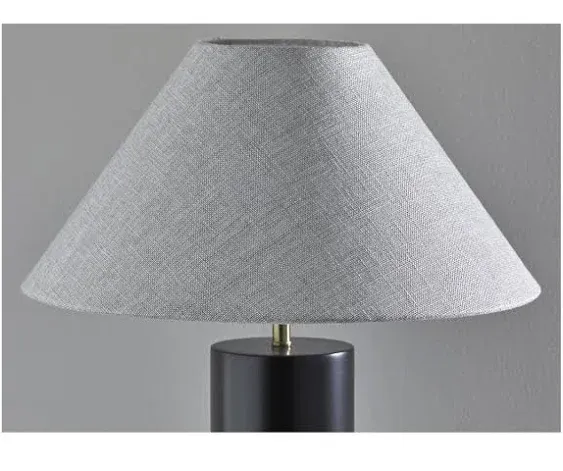 Adesso Martin 25.5-in Black Poplar Wood W. Antique Brass Accent Rotary Socket Table Lamp with Fabric Shade Lowes.com