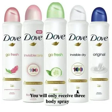 Dove Body Spray Anti-Perspirant/Anit-Transpirant (3X250ml/8.5Oz, Mix Within The Avialble Kinds)