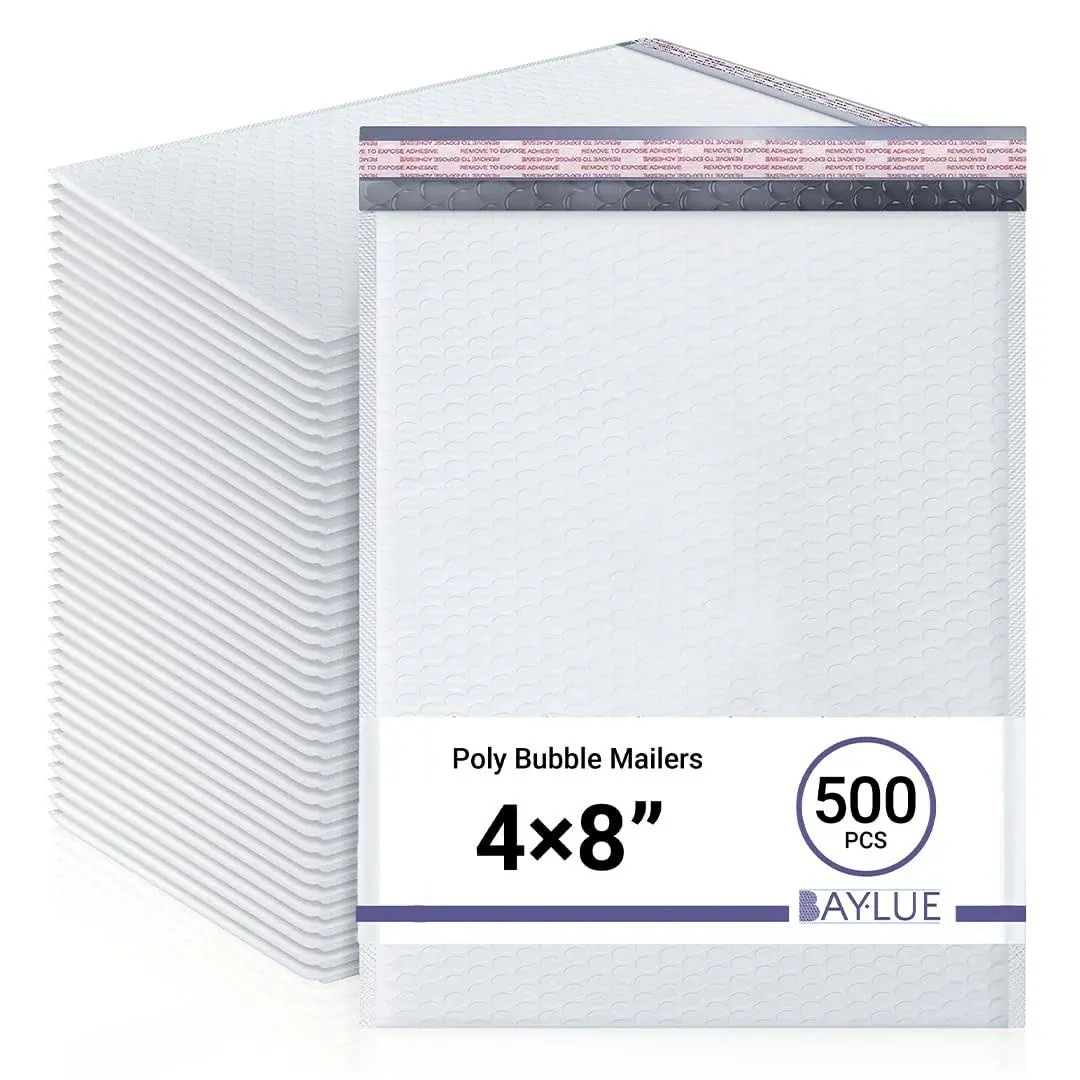 4X8 Inch, Bubble Mailers, Poly, Number (#000), 500 Pack Padded Envelopes, Packag