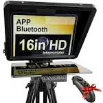 CANALHOUT 16" Universal Teleprompter with Remote Control, Fit All Tablets/iPad, Video Camera/DSLR, Pre-Assembled, 70/30 Beam Splitting Glass with Wat