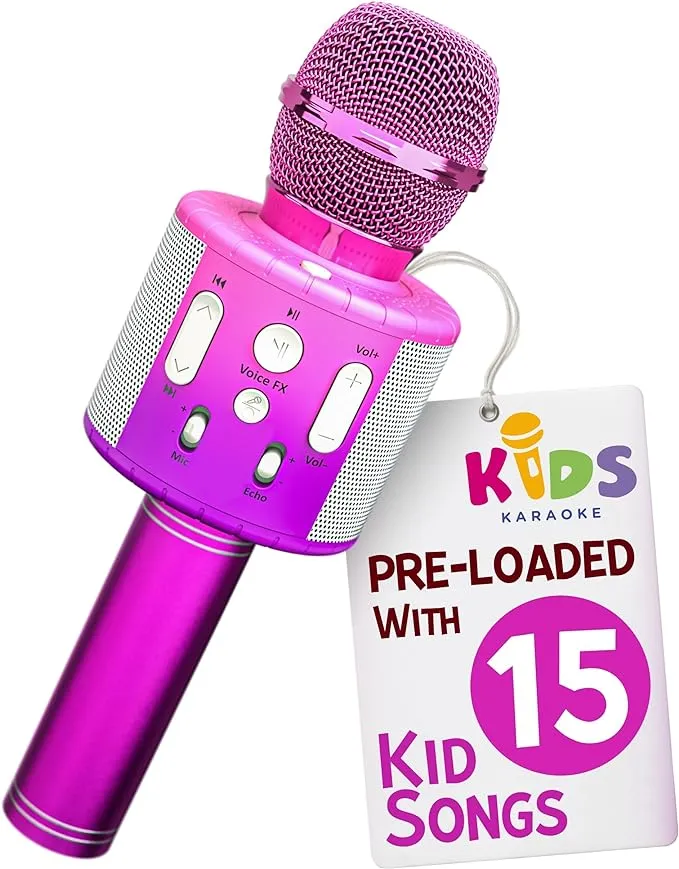 Move2Play, Kids Karaoke Microphone | Includes Bluetooth & Pre-Loaded Songs | Christmas & Birthday Gift | Toy for All Ages - 2, 3, 4, 5, 6+ Year Old Girls, Boys & Toddlers