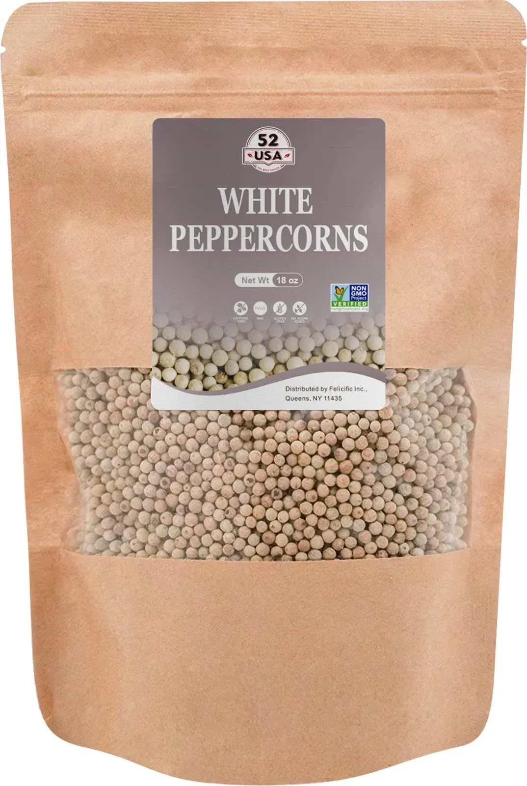 52USA White Pepper 18 oz, Whole White Peppercorn, Peppercorn Blend of Grinder, Bulk White Pepper for Grinder, White Peppercorns Bulk