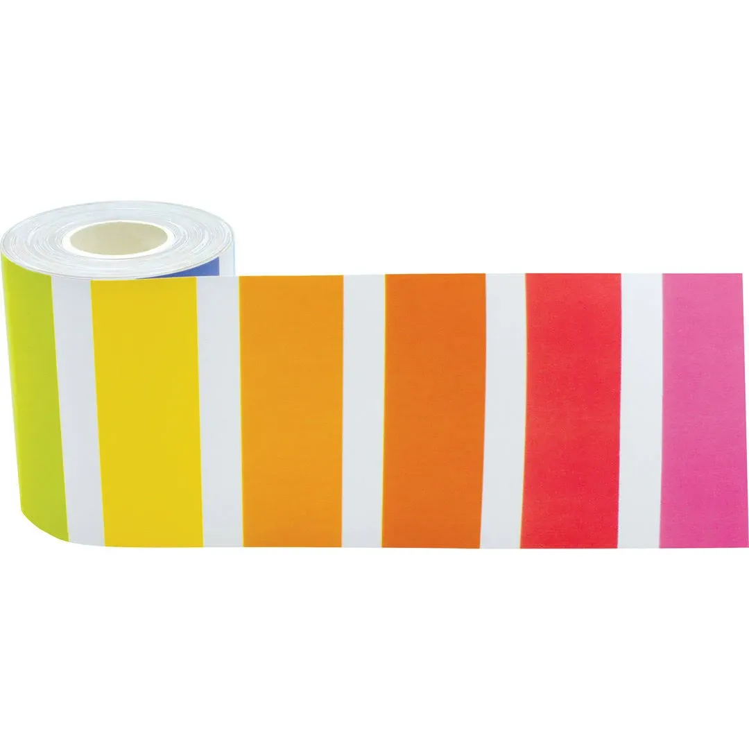 Teacher Created Resources&reg; Colorful Stripes Straight Rolled Border Trim, 50 Feet Per Roll, Pack of 3