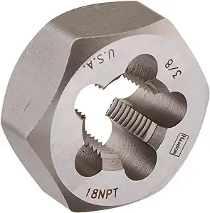 IRWIN Tools 7404 High Carbon Steel Re-Threading Hexagon Taper Pipe Dies - Die 3/8-18NPT Hrt Hanson