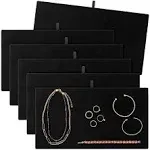 Juvale 6 Pack Velvet Jewelry Display Tray for Selling and Displaying Necklaces, Earrings, Jewels, Bracelets, Anklets, Rings, Gemstones, Chains, Brooches (Black, 14 in)