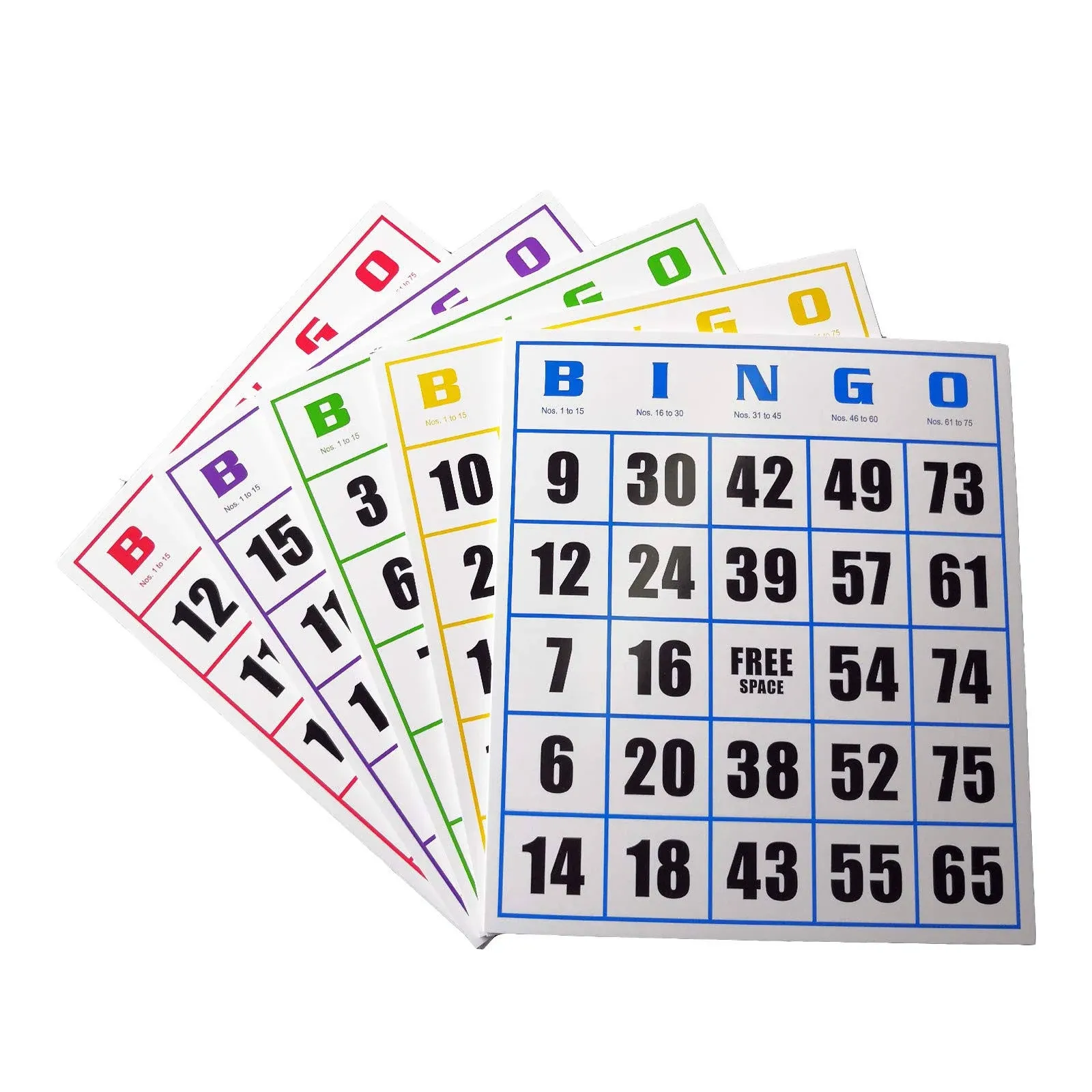 Yuanhe Easy Read Jumbo Bingo Paper Game Cards 50 Bingo Cards in 5 Colors