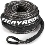 FieryRed 3/16” Winch Rope Cable,50 FT 8500 LBS ATV/UTV Synthetic Winch Rope, Winch Line Replacement with Protective Sleeve Suits for 3000 to 6000LBS Winch, Orange/Black/Grey Available