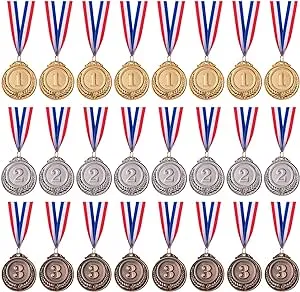 Favide 24 Pieces Gold Silver Bronze Award Medals-Winner Medals Gold Silver Bronze Prizes for Competitions, Party,Olympic Style, 2 Inches