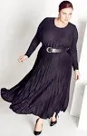 Avenue Plus Size Knit Pleat Skirt - Black - Size 16W