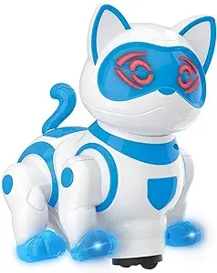 Vokodo Pet Robotic Dance Cat Interactive Kids Toy Kitty Walks Meows Sits With Lights And Music Friendly Electronic Robot Companion Bump And Go Action Play Great For Preschool Children Boy Girl Toddler