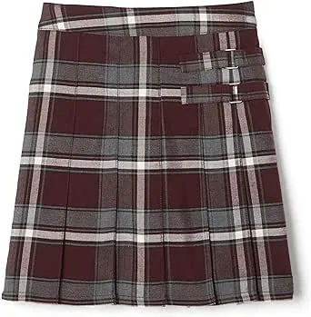 French Toast School Uniform Girls Plaid Pleated Two-Tab Scooter-Plus-BURGUNDY PLAID-10.5