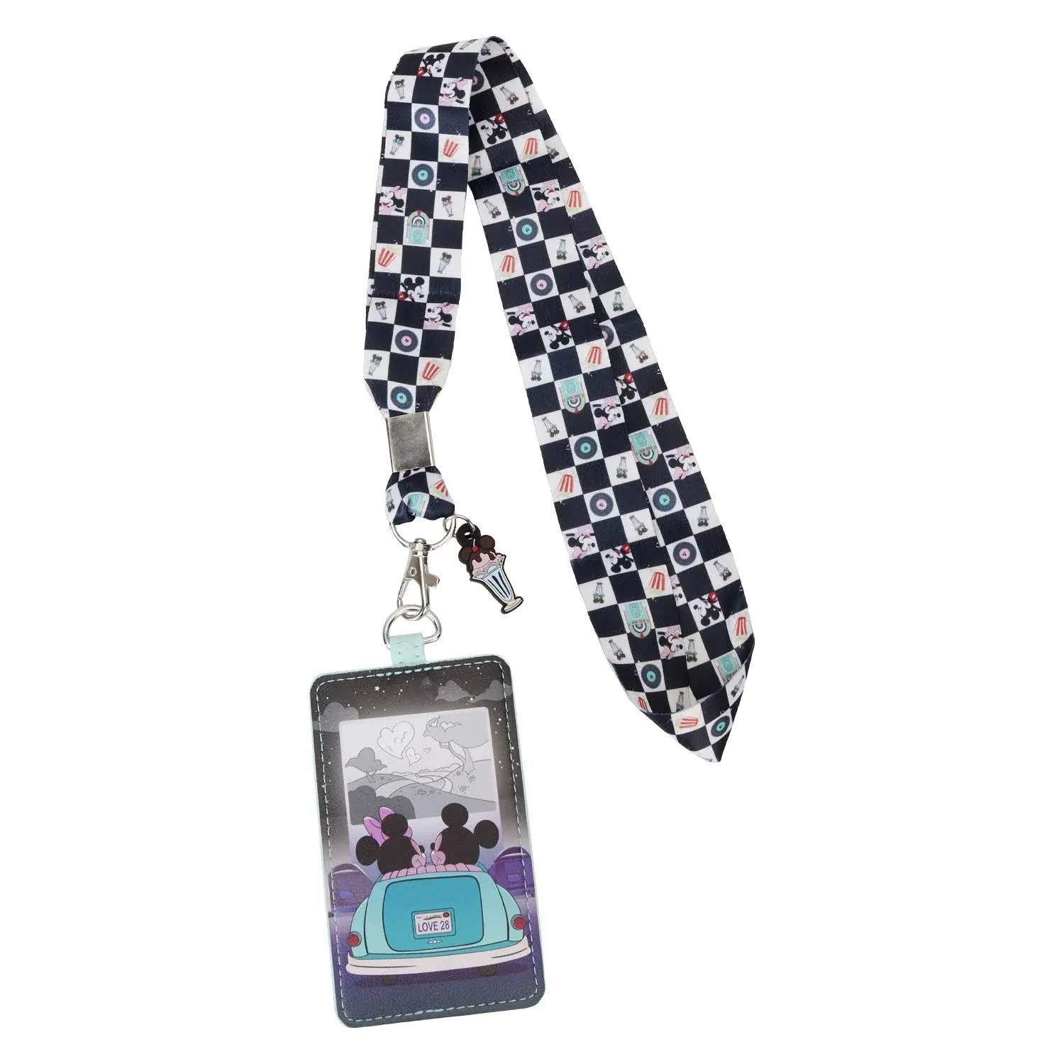 Loungefly Disney Mickey and Minnie Date Night Drive-In Lanyard with Cardholder