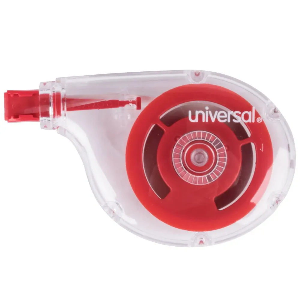 Universal® Side-Application Correction Tape, Non-Refillable, Transparent Gray/Red Applicator,  0.2" x 393", 10/Pack (UNV75612)