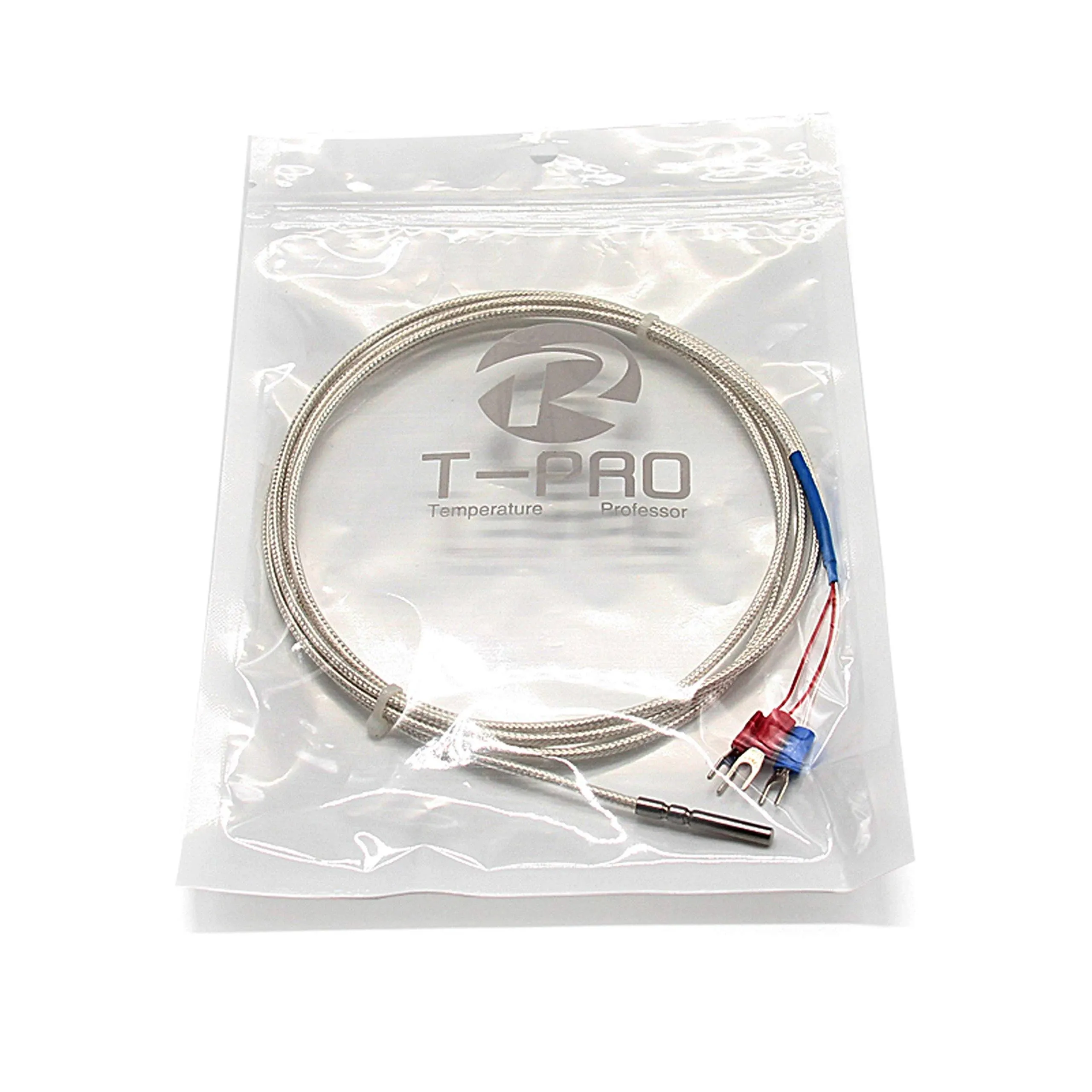 T-PRO RTD PT100 Temperature Sensors Three-wire System，Stainless Steel Probe(4×30MM) Range:-50℃-200℃ (3.3Feet)