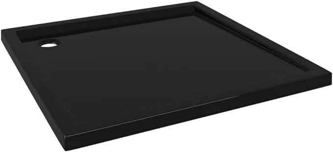 vidaXL Shower Base Tray, Bathroom Tray, Low Threshold Shower Pan, Slip-resistant, Easy to Clean & Assemble, Reinforced ABS, 31,5"x31,5"x1,6", Black