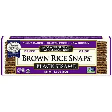 Edward & Sons Brown Rice Snaps Black Sesame with Organic Brown Rice, 3.5 Ounce Packs (Pack of 12)