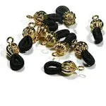 10 Silver Plated Black Beaded Eyeglass Holder Necklace Findings for Eye or Sun Glasses With Loop