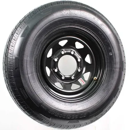 eCustomrim Radial Trailer Tire On Black Rim ST235/80R16 Load Range E 8 Lug On 6.5 Spoke Wheel - 6 Year Warranty w/Free Roadside