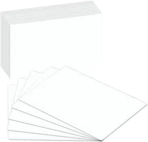 Blank White Index Flash Note Cards, 80lb Cover Stock, 4 x 6, 100 Per Pack