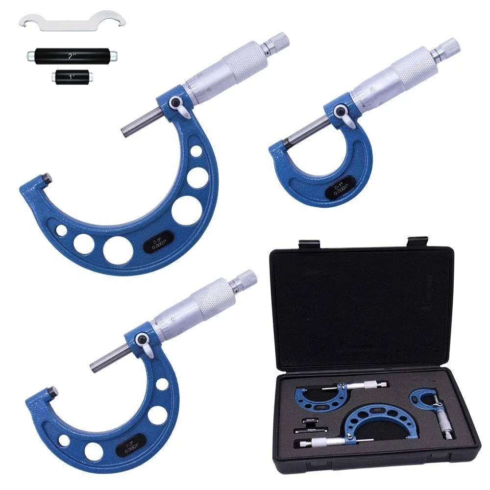 Outside Micrometer Set 03&#034; High Quality Outside Metric Micrometer0.00<wbr/>01&#034; Graduat