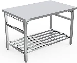 Fashionwu 48 x 24 Inch Stainless Steel Folding Table for Prep &amp; Work, NSF Com...