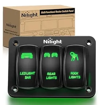 Nilight 3 Gang Rocker Switch Panel