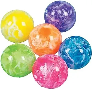 Fun Express Neon Marbleized Bouncy Balls - Bulk Set of 48 Small bouncey Balls -