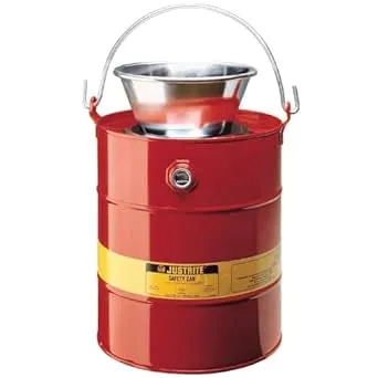 Justrite 10905 Drain Can, 5 gal, Red, Galvanized Steel