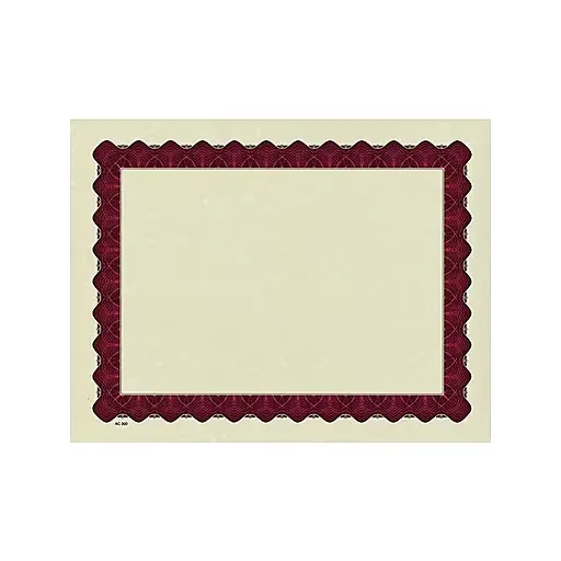 Great Papers Metallic Certificates, 8.5" x 11", Beige/Red, 100/Pack (934100) | Staples